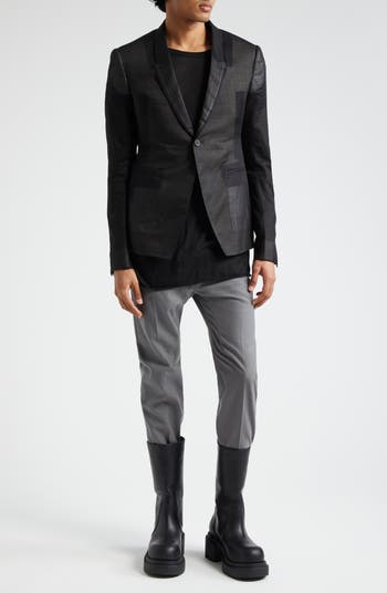 ジャケット RICK OWENS NAPPA BLAZER WITH STRETCH COTTON INSERTS Rick Owens Giacca Patchwork Panel Cotton Blazer | Nordstrom