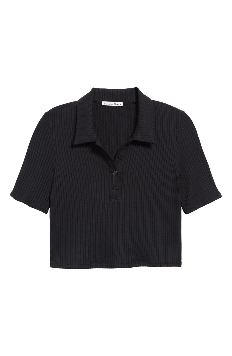 Reformation Robby Rib Knit Crop Polo, Main, color, 