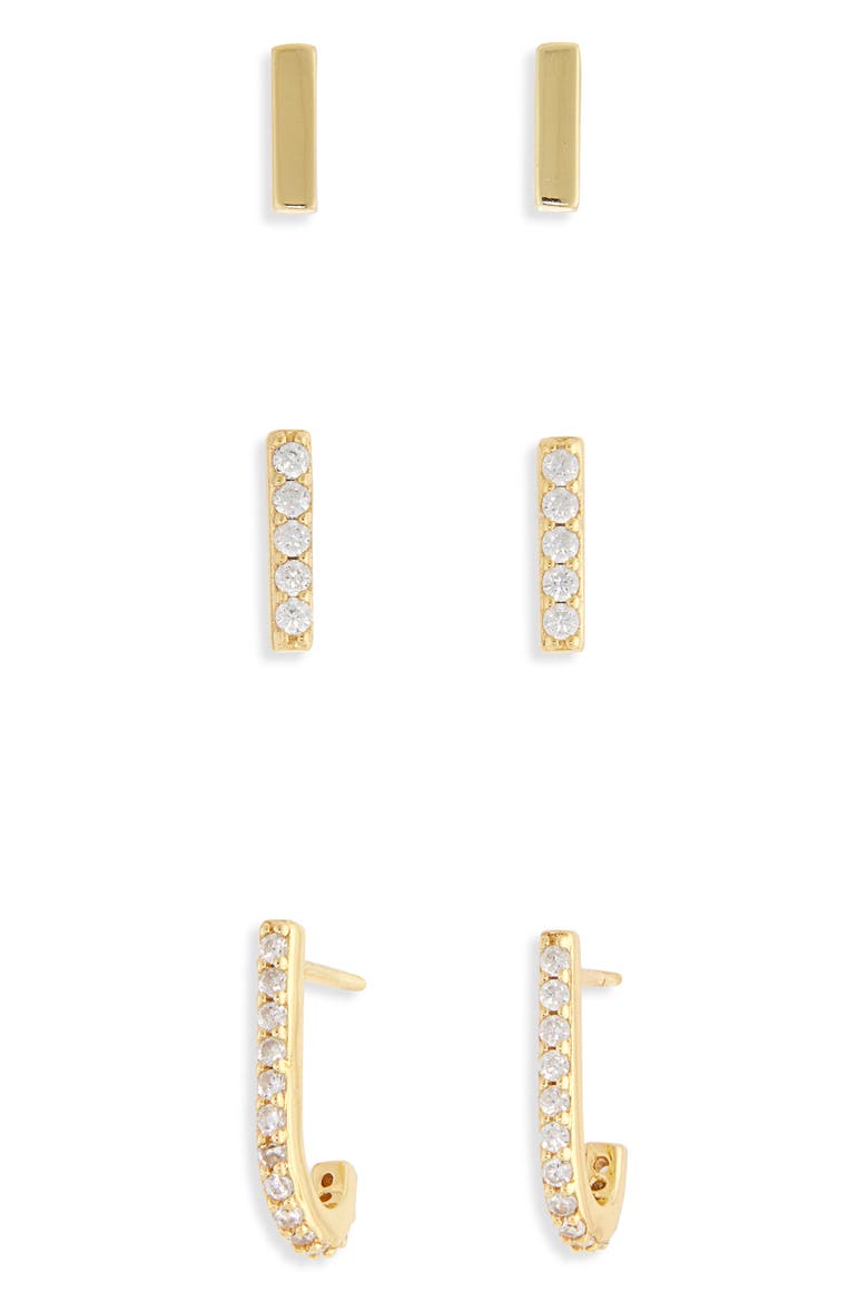 Set of 3 Assorted Earrings, Main, color, GOLD