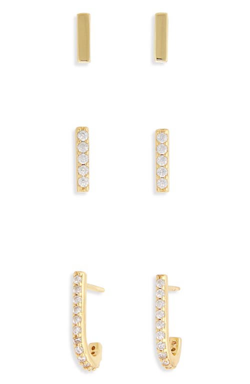 Argento Vivo Sterling Silver Set of 3 Assorted Earrings in Gold 