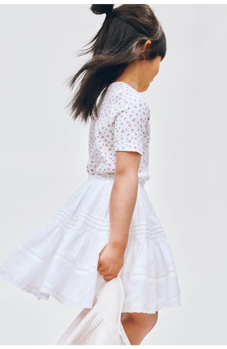 H&M Pintucked cotton skirt, Alternate, color, White