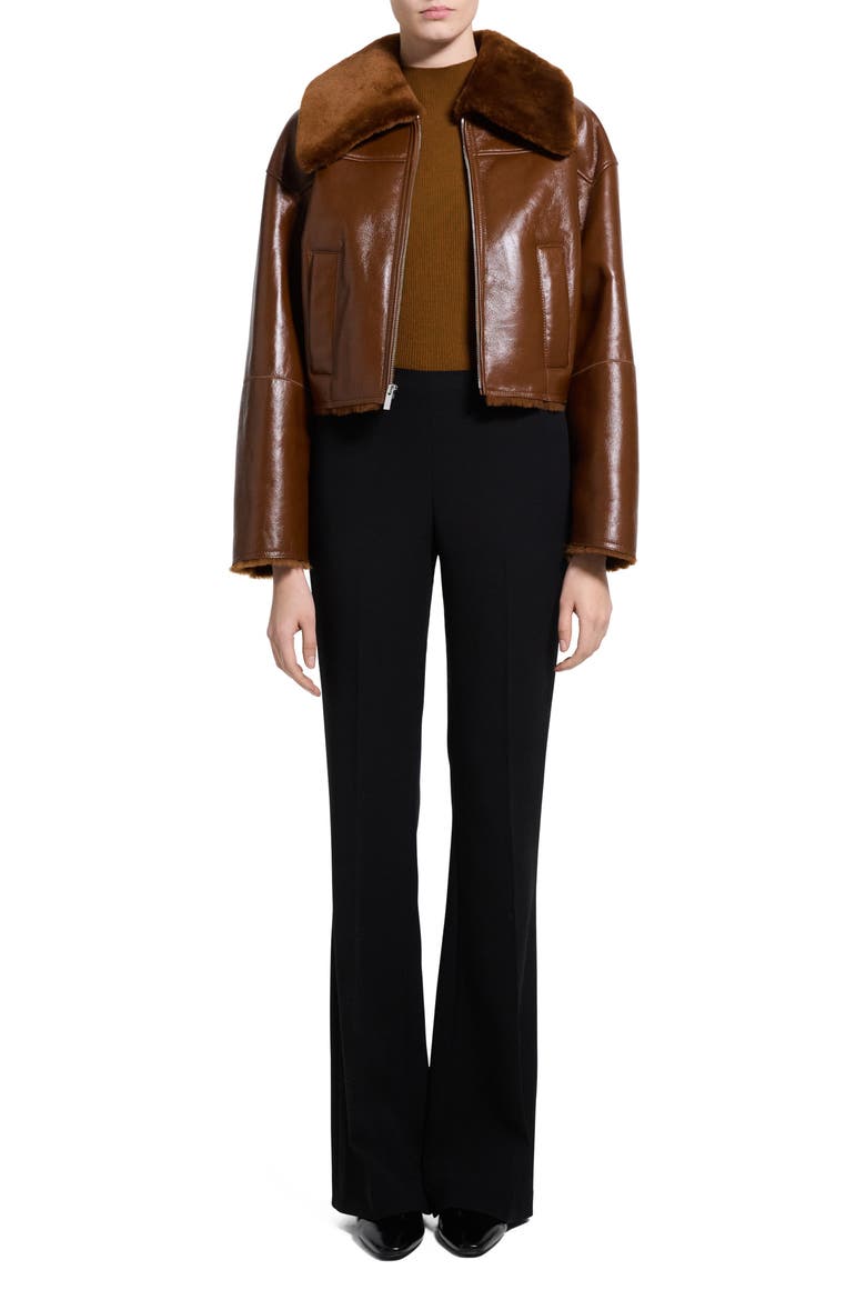 Genuine Lamb Shearling Crop Jacket, Alternate, color, ACACIA BROWN - 2T2