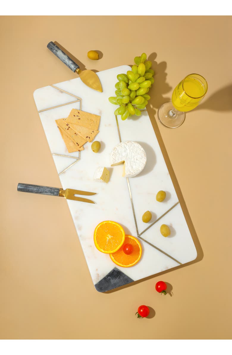 Tiramisu Luxuria Geometric Marble Platter, Alternate, color, White/ Gold