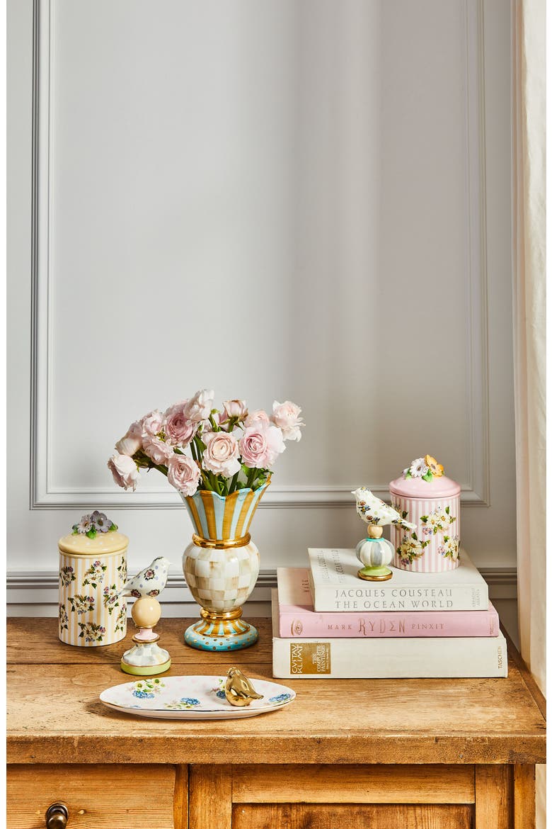 Parchment Check Great Ceramic Vase, Alternate, color, MULTI
