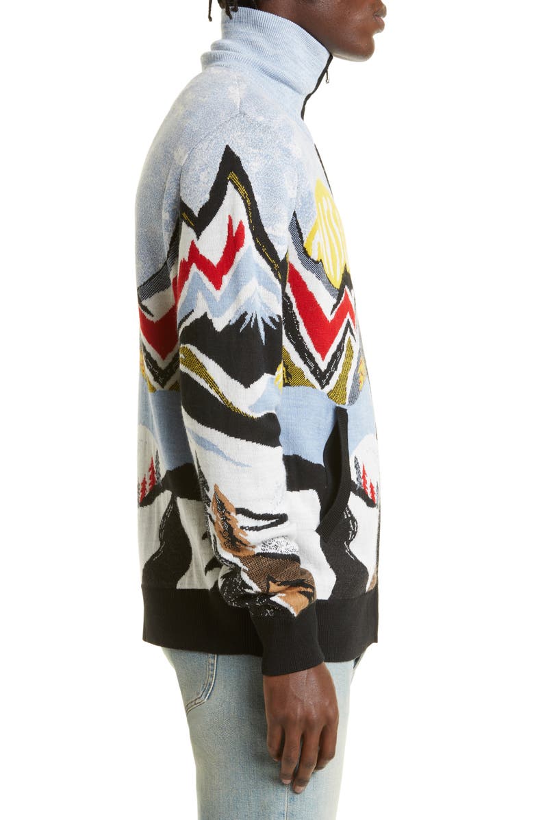 Missoni Mountain Scene Jacquard Wool Blend Zip Cardigan, Alternate, color, 