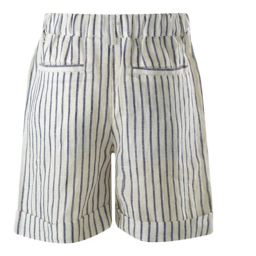 Rachel Riley Stripe Linen Shorts In Navy