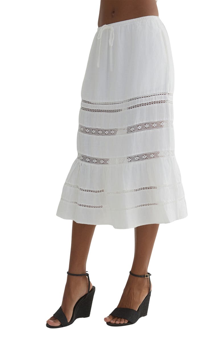 Bella Dahl Lace Inset Tiered Linen Midi Skirt, Alternate, color, 