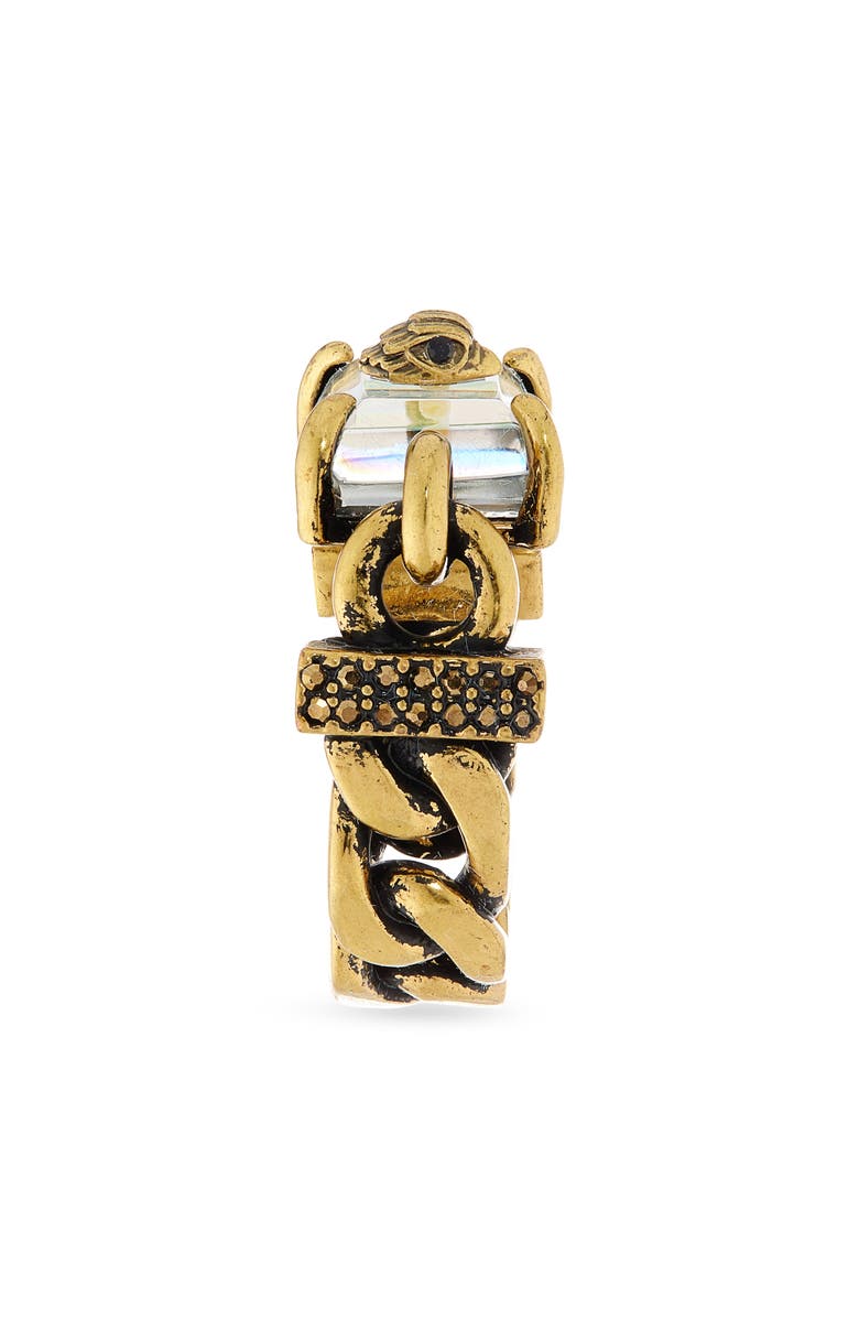 Kurt Geiger London Eagle's Head Crystal Chain Cocktail Ring, Alternate, color, Crystal Abalone