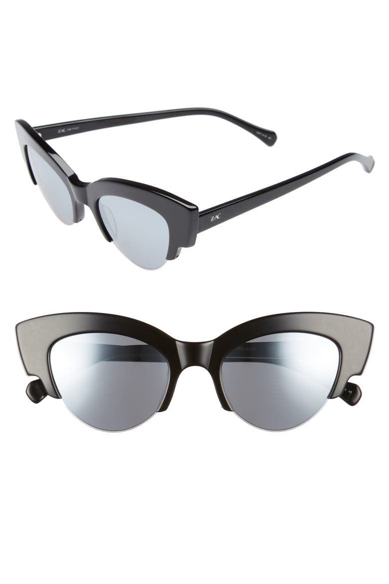 Winona Cat Eye Sunglasses, Main, color, BLACK/ SILVER