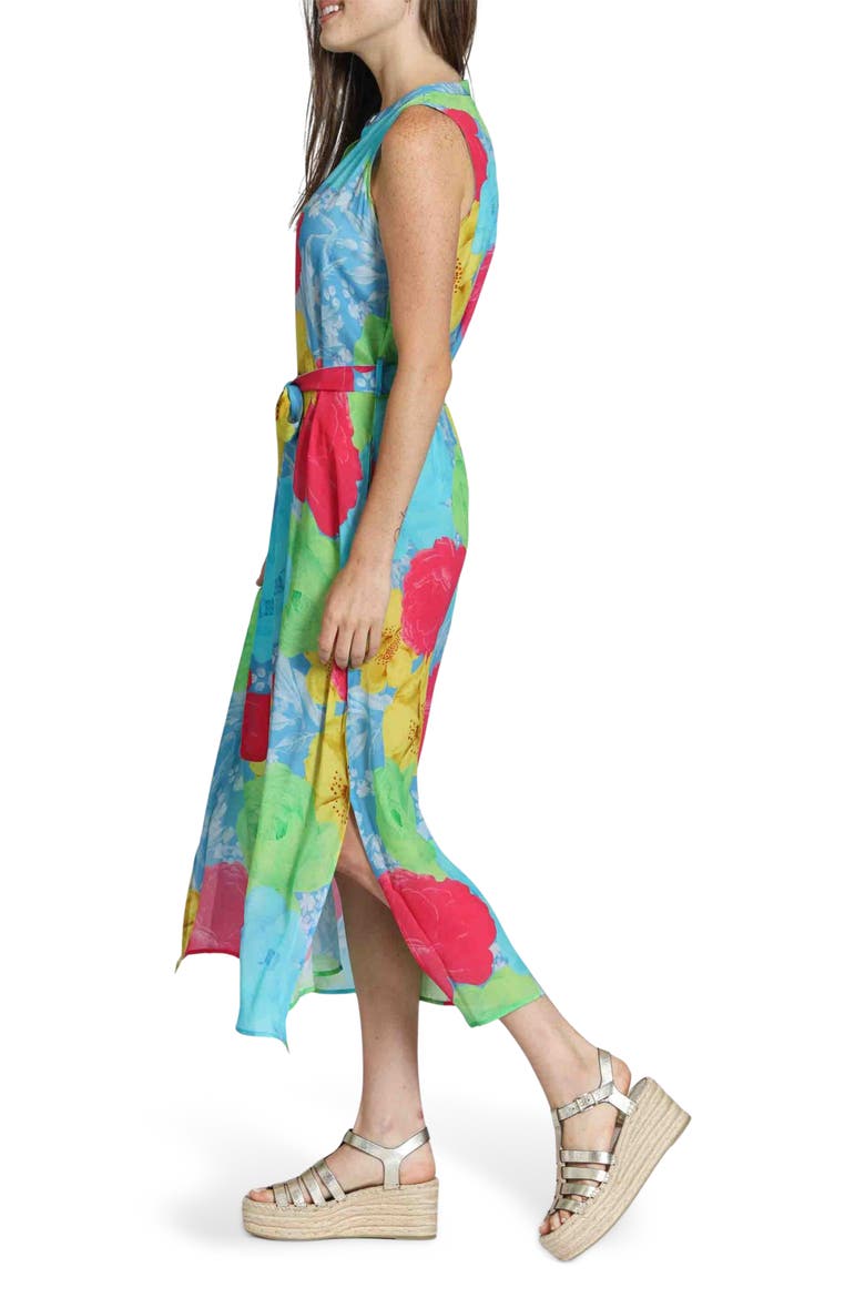 Print Sleeveless Maxi Shirtdress, Alternate, color, BLUE MULTI