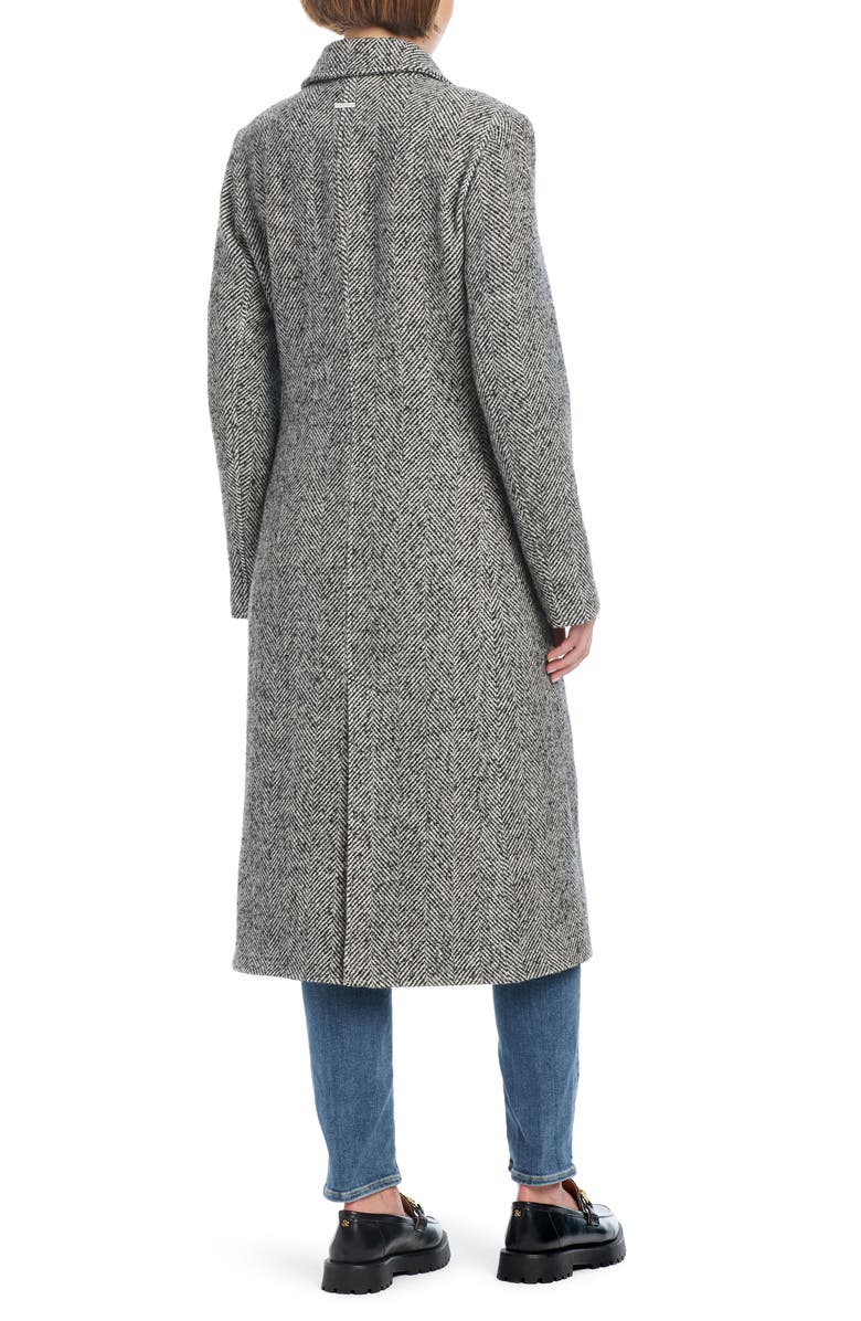 Sanctuary Long Herringbone Coat, Alternate, color, Grey White Herringbone