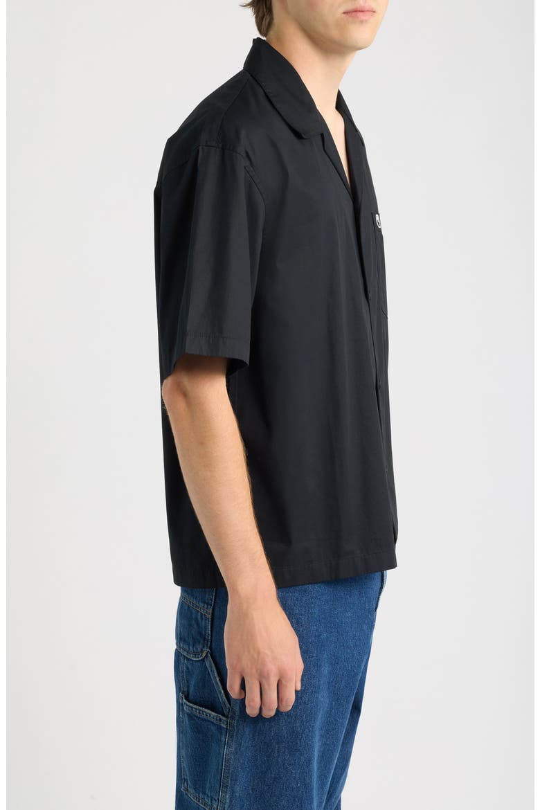 Kendry Cotton Poplin Camp Shirt, Alternate, color, BLACK / WHITE
