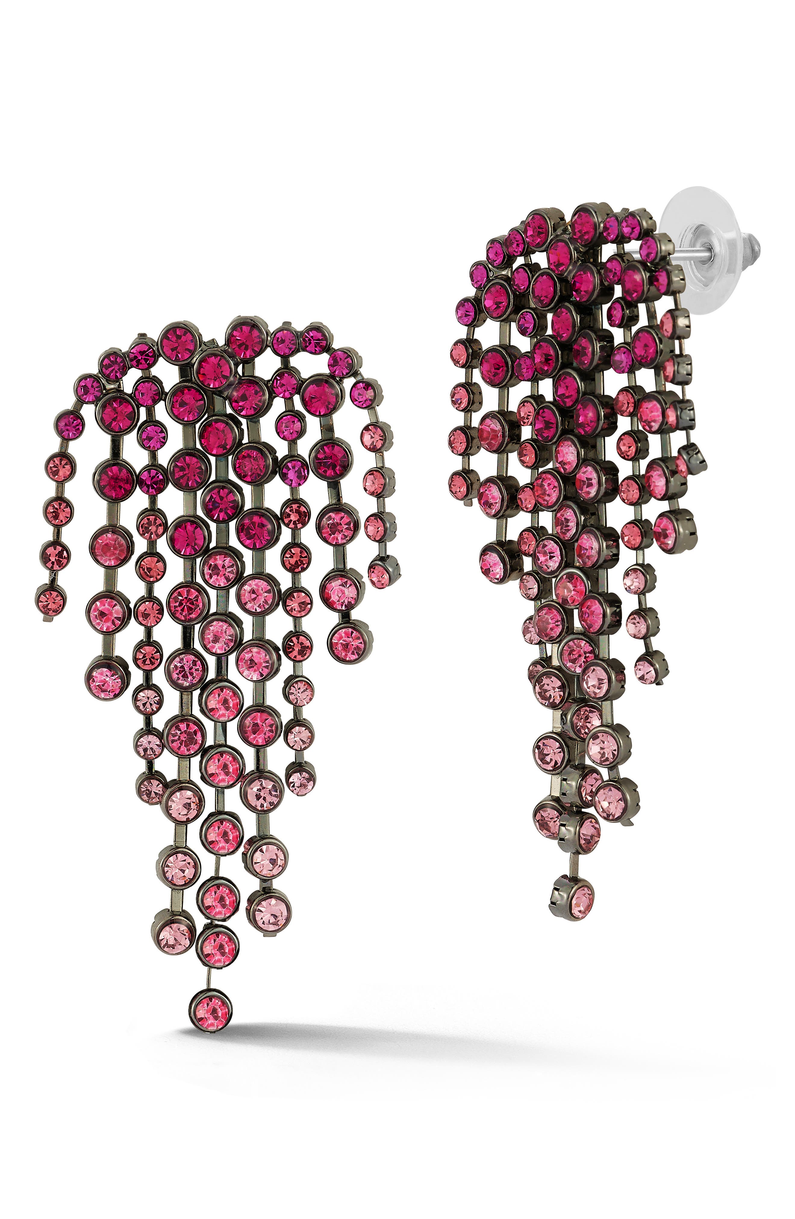 Ombre Crystal Tassel Drop Earrings