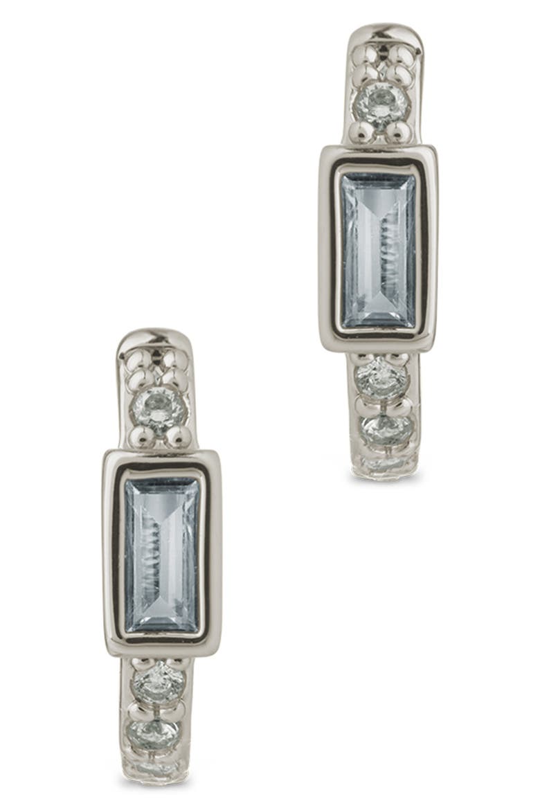 Holland Cubic Zirconia Huggie Hoop Earrings, Alternate, color, SILVER