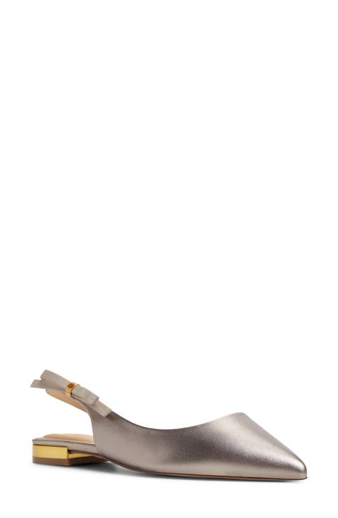 Jane Bow Slingback Half D'Orsay Pointed Toe Flat (Women)