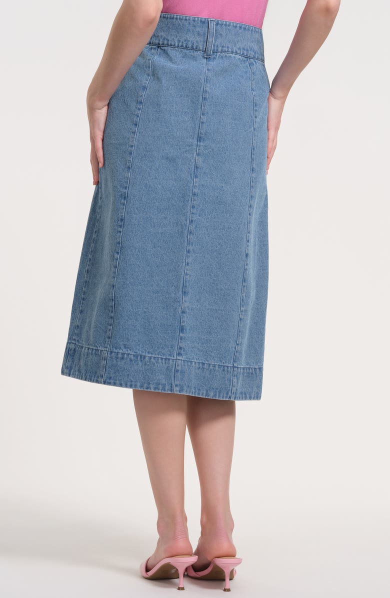 Isaac Mizrahi New York Button Front Denim Skirt, Alternate, color, Denim