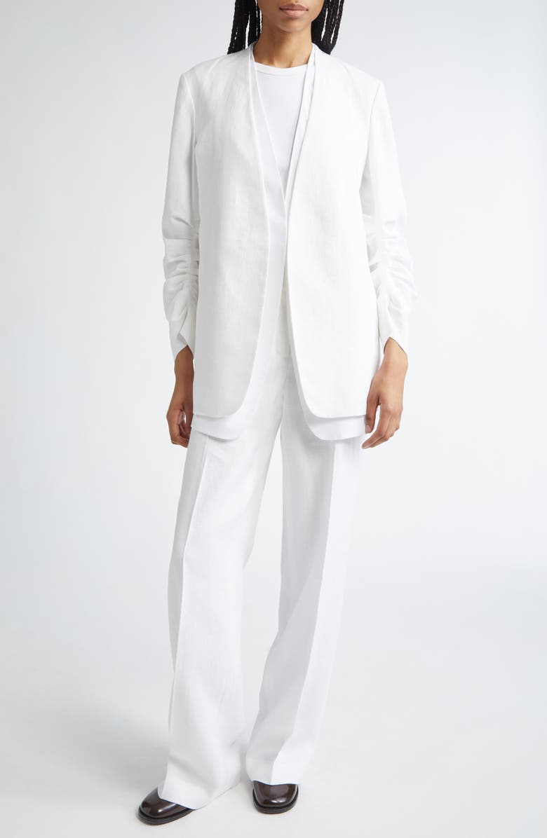 Lafayette 148 New York Sullivan Wide Leg Linen Pants, Alternate, color, White