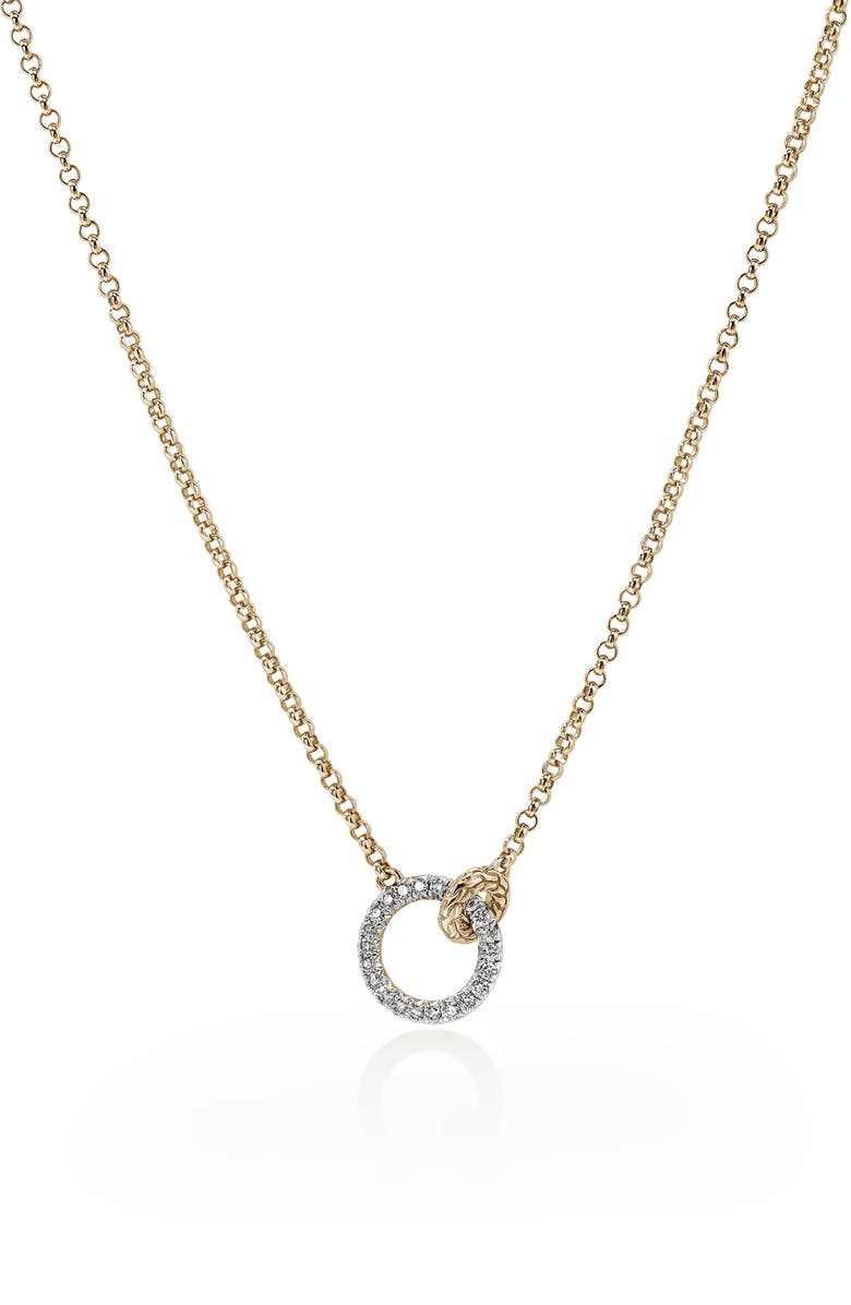 John Hardy JH Essential Pavé Necklace, Diamond, Main, color, Gold