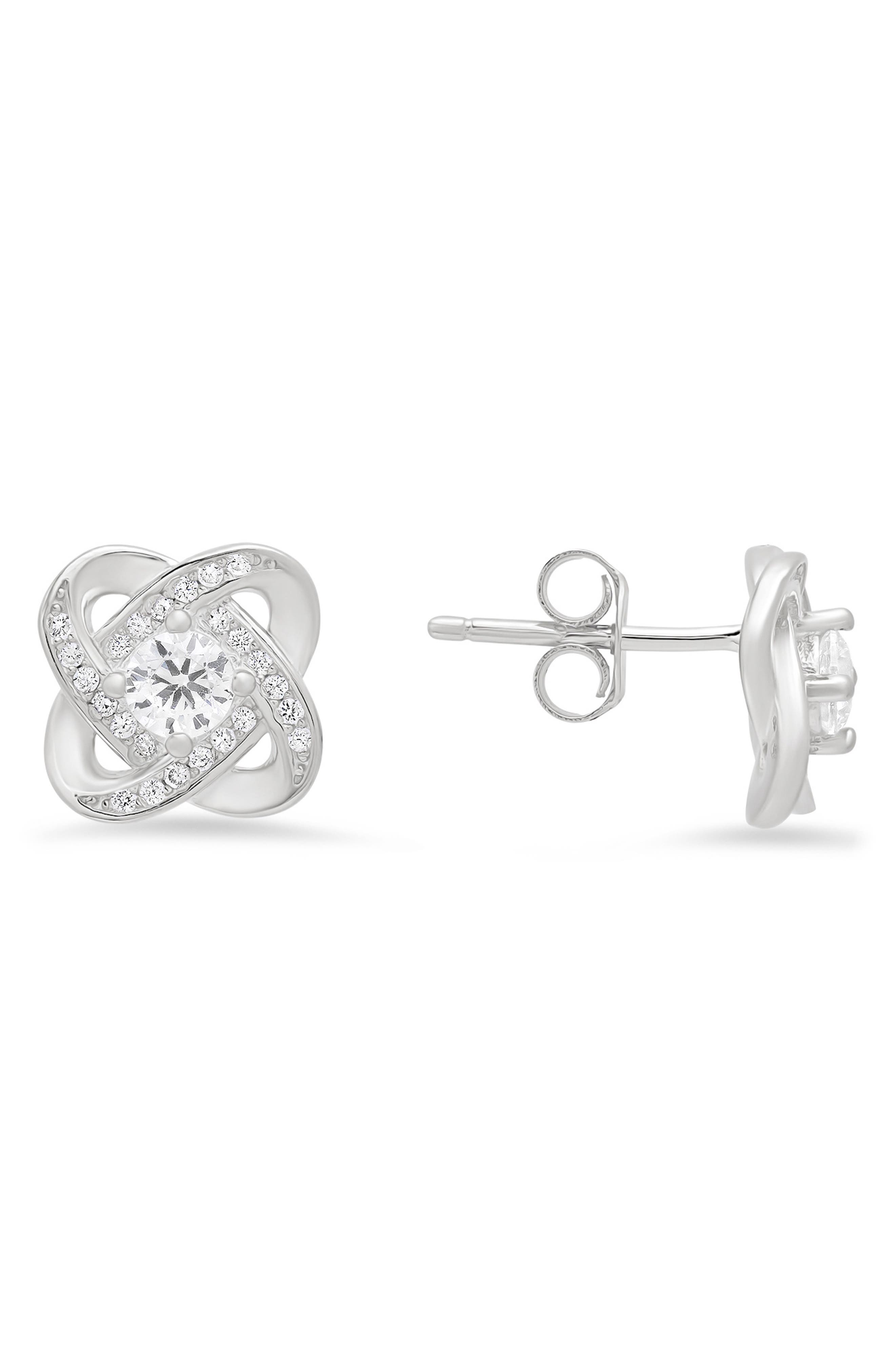 Queen Jewels Cubic Zirconia Love Knot Stud Earrings
