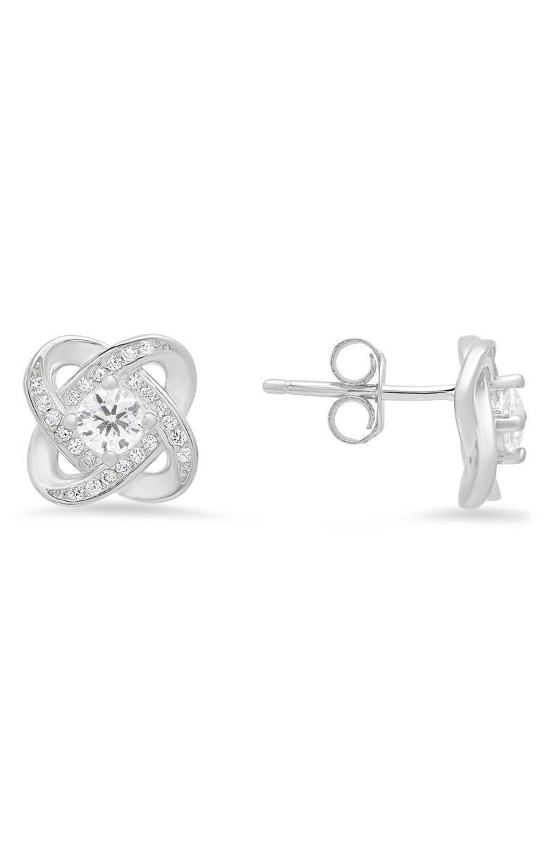 Queen Jewels Cubic Zirconia Love Knot Stud Earrings, Main, color, 