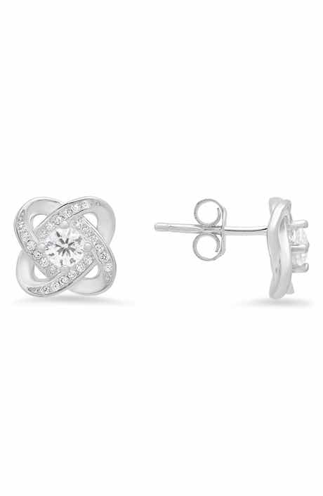 Queen Jewels Cubic Zirconia Love Knot Stud Earrings