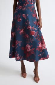 Erdem Floral Organic Cotton Poplin Midi Skirt