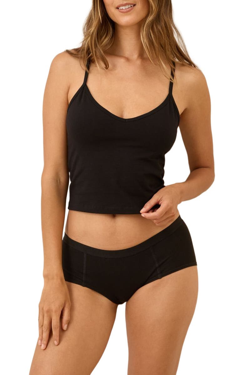 Pact Everyday Shelf Bra Cropped Camisole, Alternate, color, Black