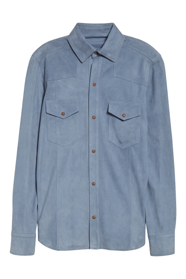 Texas Suede Snap-Up Shirt, Alternate, color, 08 DENIM