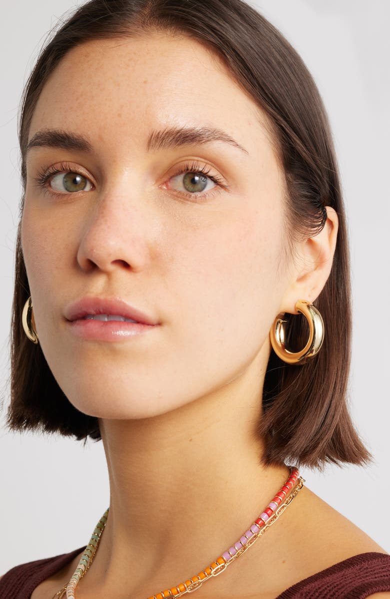 Nordstrom Chunky Tube Hoop Earrings, Alternate, color, Shiny Gold