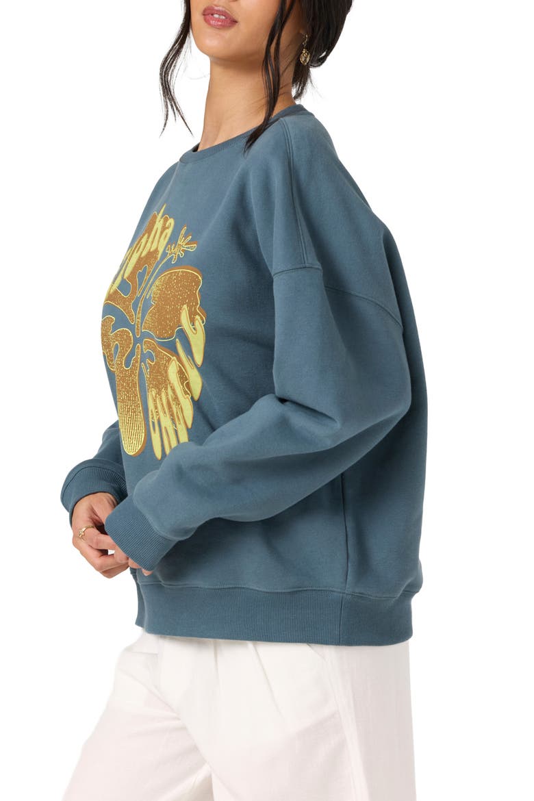 Hibiscus Hawaii Oversized Graphic Sweatshirt, Alternate, color, DARK SLATE