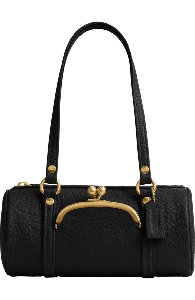 COACH Kisslock 28 Leather Barrel Bag, Main, color,