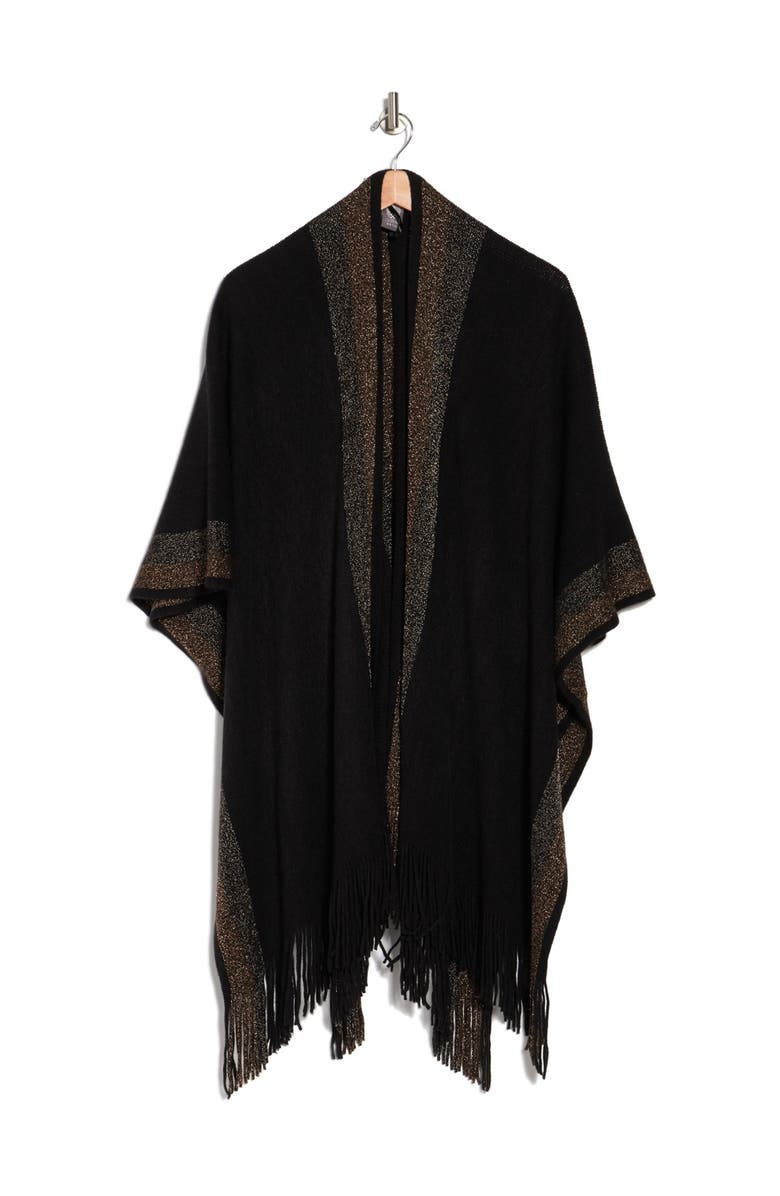 Vince Camuto Mixed Stripe Fringe Ruana, Alternate, color,