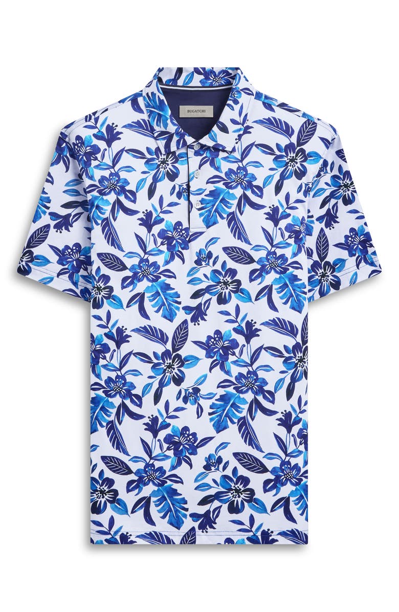 Bugatchi Hendrix Digital Floral Print Pima Cotton Polo, Alternate, color, Classic Blue