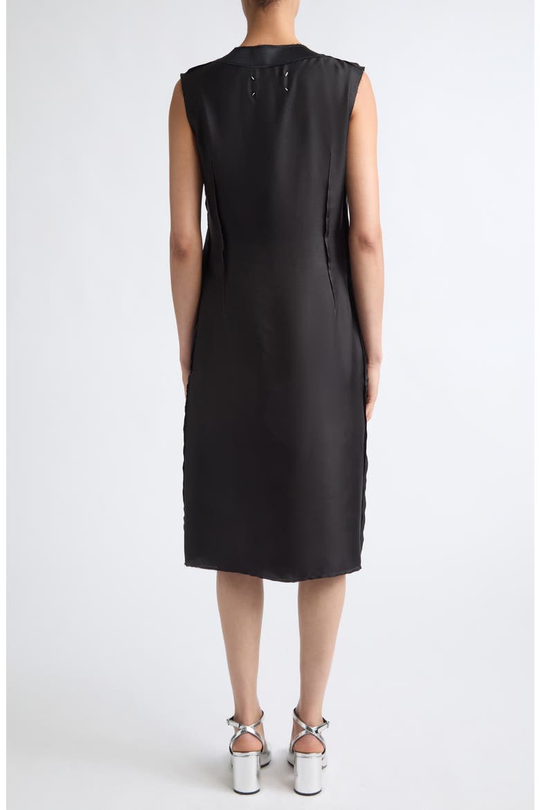 Silk Satin Midi Dress, Alternate, color, BLACK