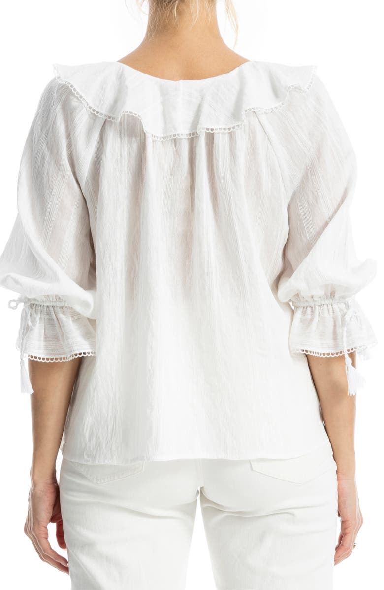 MAX STUDIO Ruffle Front Elbow Length Sleeve Top, Alternate, color, White