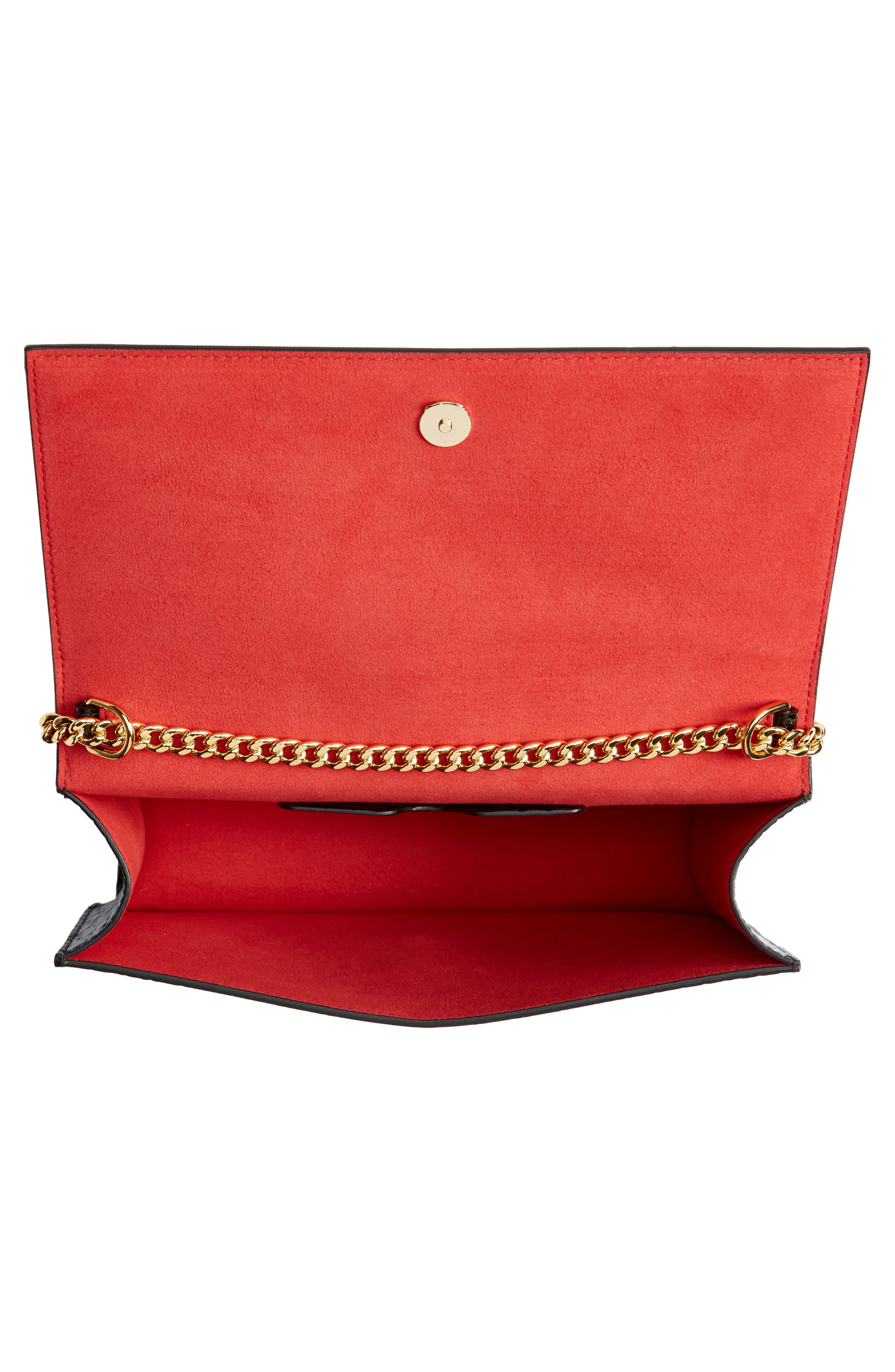 McQueen Medium Skull Croc Embossed Leather Crossbody Bag, Alternate, color, 1000 Black