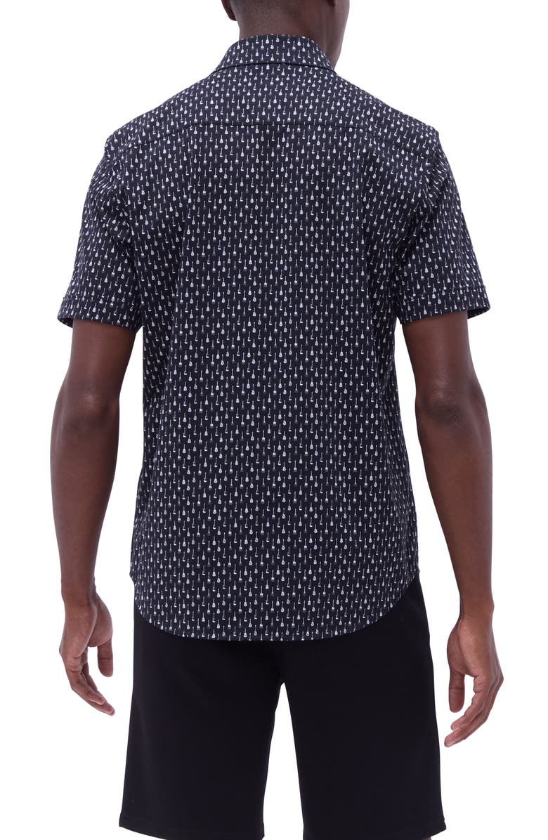 Bugatchi Miles OoohCotton<sup>®</sup> Guitar Print Short Sleeve Button-Up Shirt, Alternate, color, 