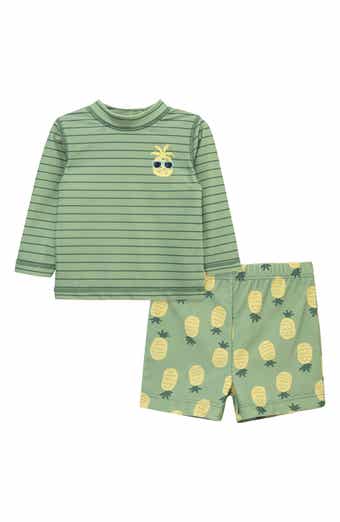 Pineapple Long Sleeve UPF 50+ Two-Piece Rashguard Swimsuit