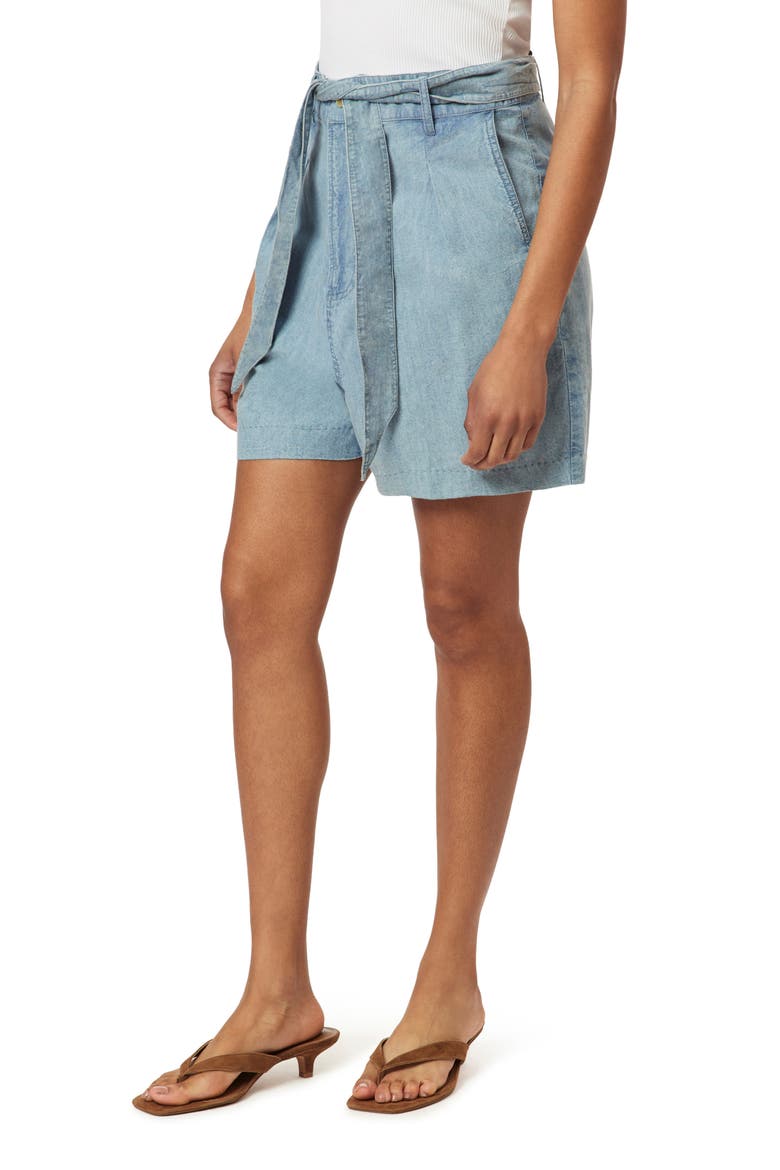 Tie Waist Denim Shorts, Alternate, color, SHINE A LIGHT