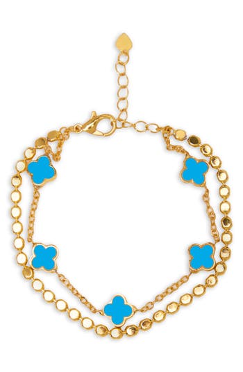 Saachi Multi Clover Charm Bracelet In Gold