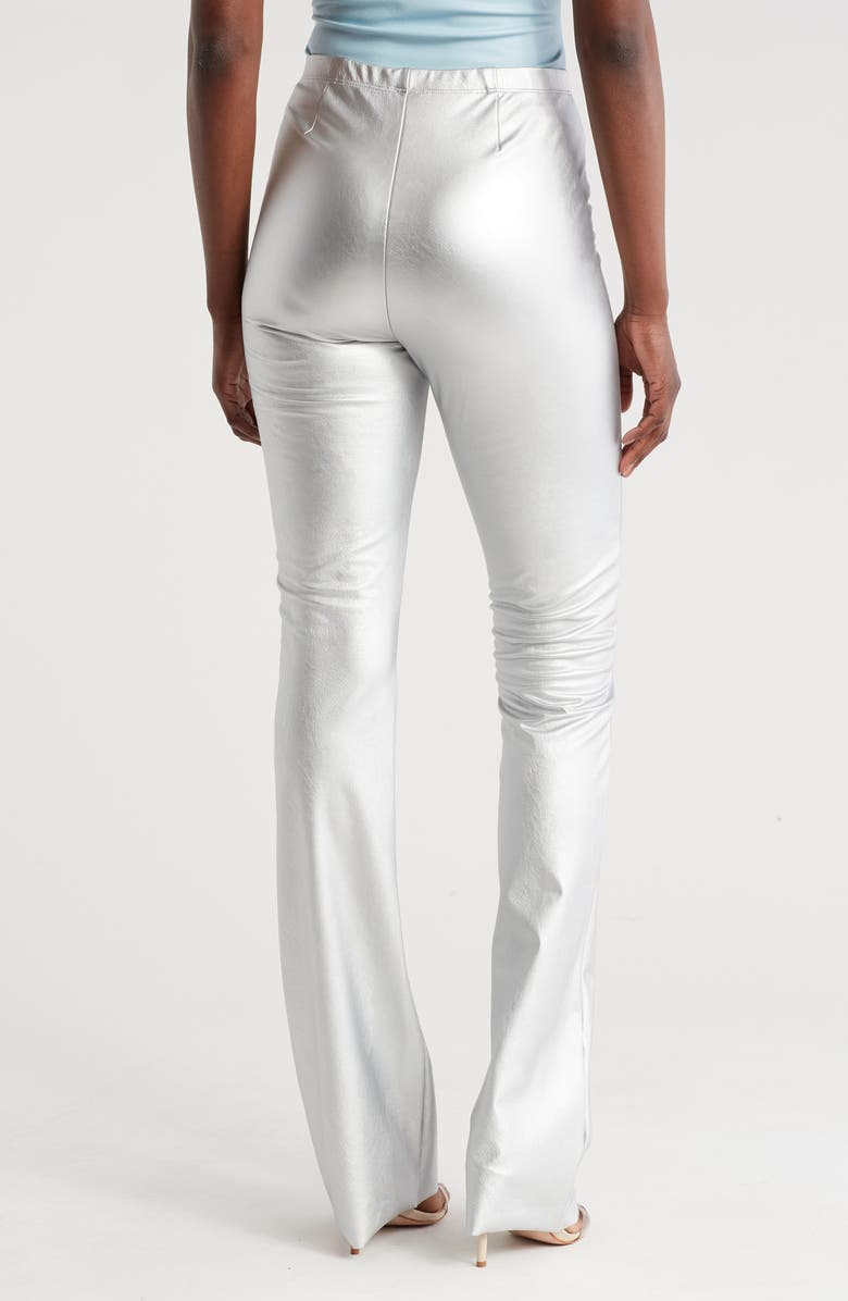 Naked Wardrobe Bootcut Faux Leather Pants, Alternate, color, Silver