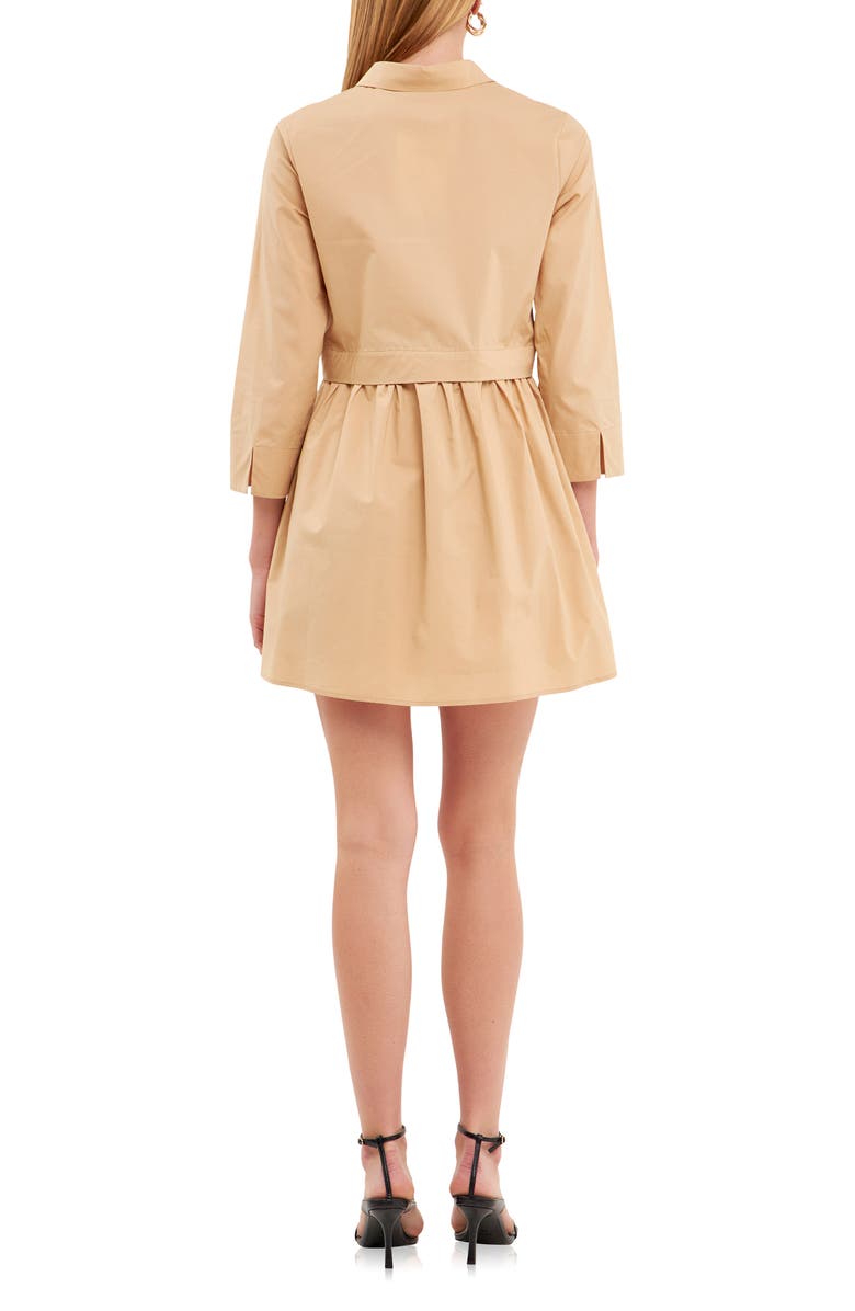 English Factory Long Sleeve Mini Shirtdress, Alternate, color, Taupe