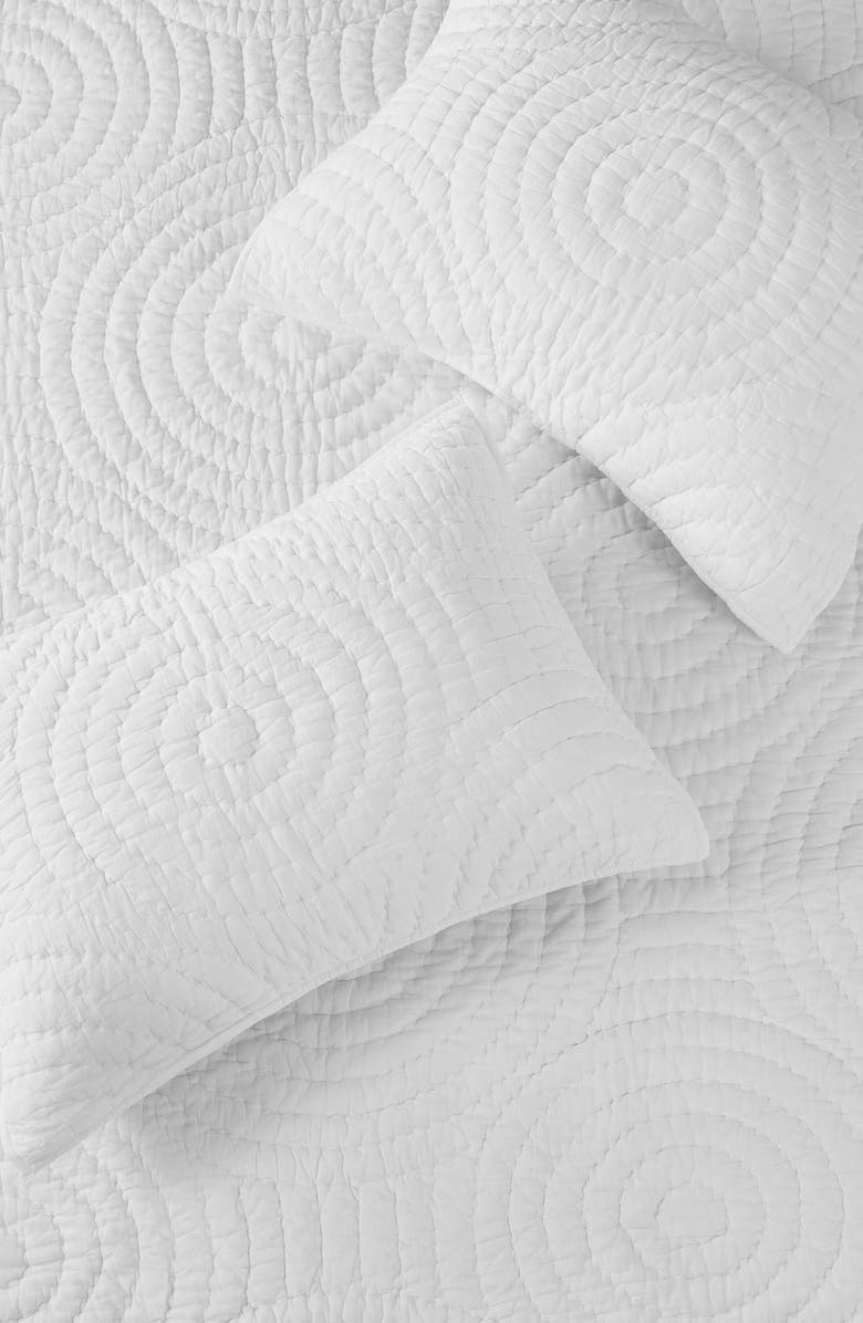 MELANGE HOME Voile Cotton Handstitch Quilt & Sham Set, Alternate, color, White