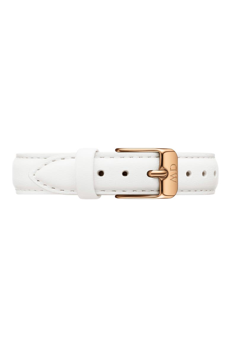 Classic Petite Bondi Leather Strap Watch, 28mm, Alternate, color, WHITE/ ROSE GOLD