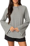 EDIKTED Stripe Oversize Bell Sleeve Top
