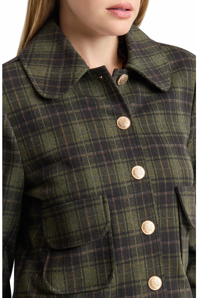 Plaid Cropped Jacket, Alternate, color, GREEN PLAID