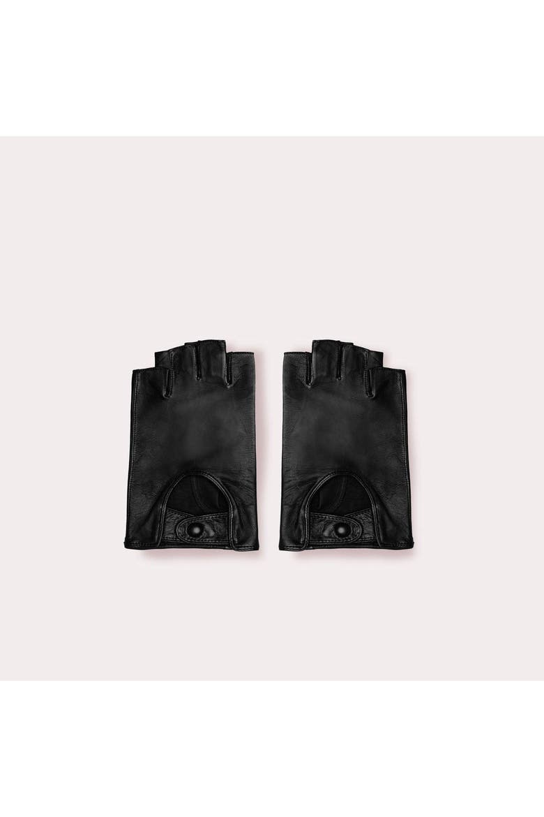 Fingerless Italian Leather Driving Gloves, Main, color, Black