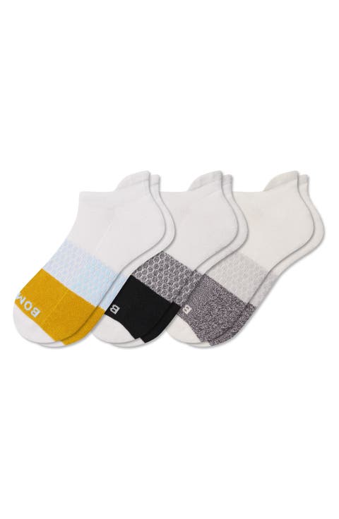 Assorted 3-Pack Tri Block Ankle Socks