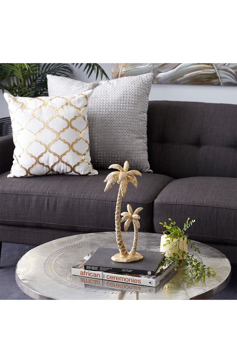 WILLOW ROW Palm Tree SculpturePolyresinGold, Alternate, color, Gold