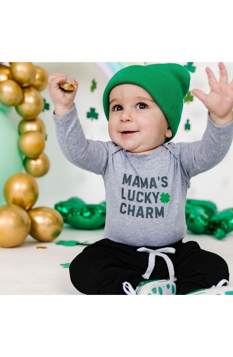 Sweet Wink Mama's Lucky Charm St. Patrick's Day Long Sleeve Bodysuit, Alternate, color, 